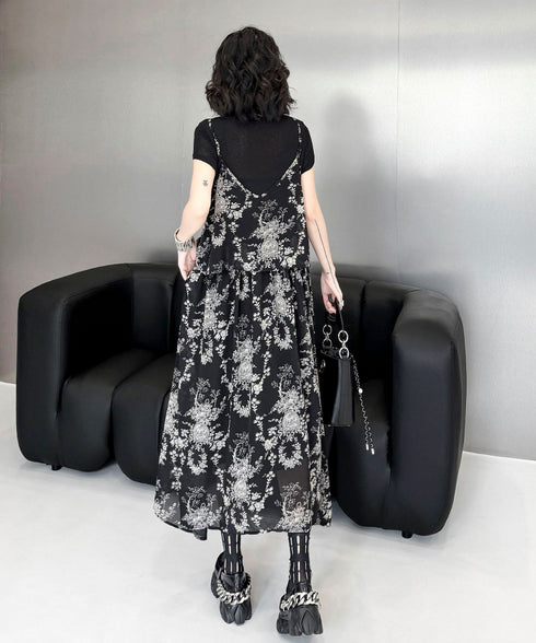Faux Layered Floral Dress